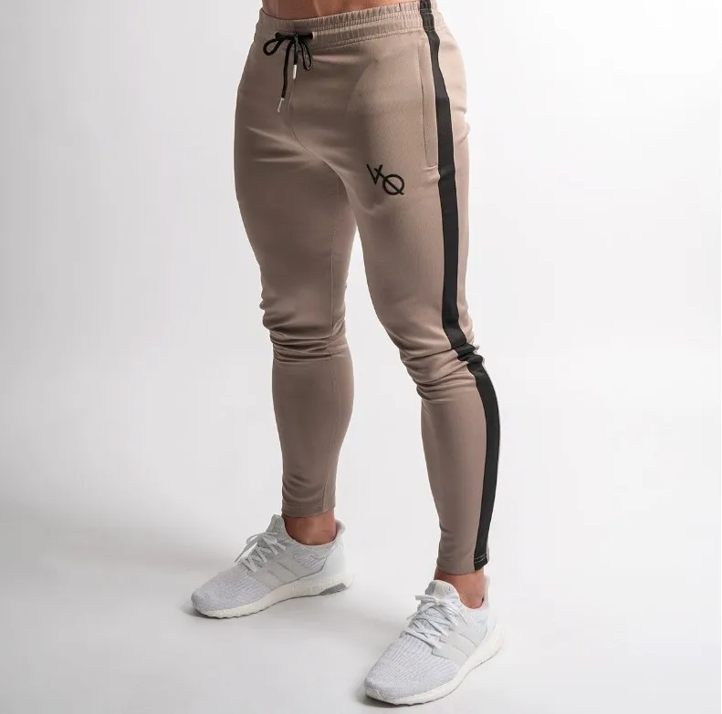 

New Style Spring And Autumn Muscle Fitness Men's Side Edge Zipper Pocket Leggings Brothers Sports Running Fitness Casual Trouser