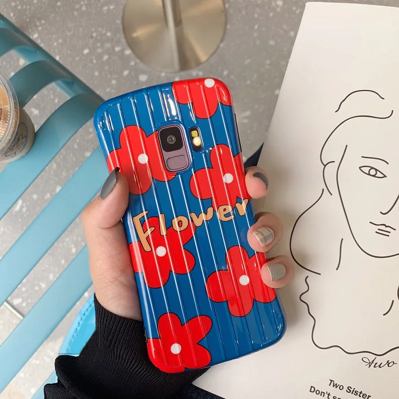 Red YHBB чехол S для samsung Note 10 8 9 мультяшный милый мягкий чехол с цветами для samsung Galaxy S10 Plus S8 S9 3D изогнутый Чехол для багажа - Цвет: Red