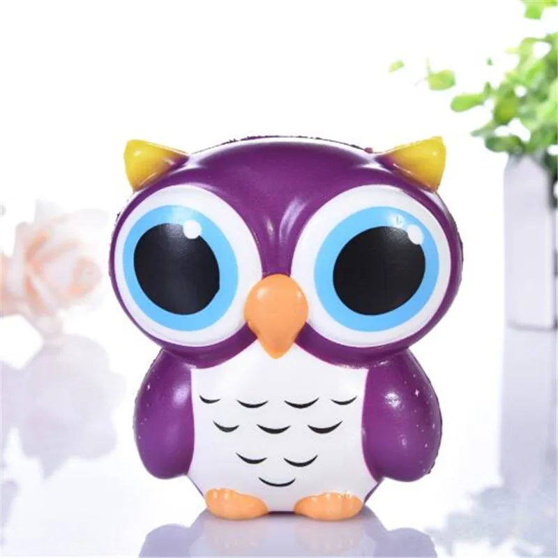 purple Симпатичная Имитация животных ПУ мягкая сова медленно поднимающаяся модель сжимающая декомпрессия сжимающая игрушка для взрослых телефон двора - Цвет: purple