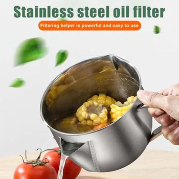 

New Hot Oil Separator Bowl Stainless Steel Oil Soup Separator Pot To Reduce Fat Intake for Healthy Cooking SMD66
