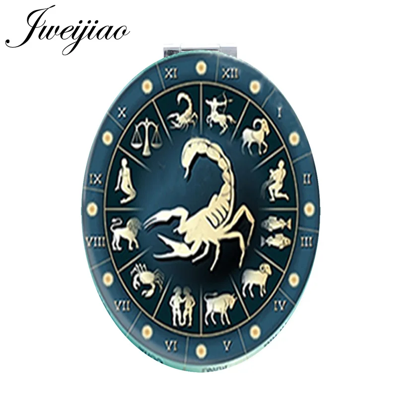 

JWEIJIAO Cancer Leo Virgo and so on 12 Horoscope Oval makeup mirrors Double Sides espejos for practise divination D1169
