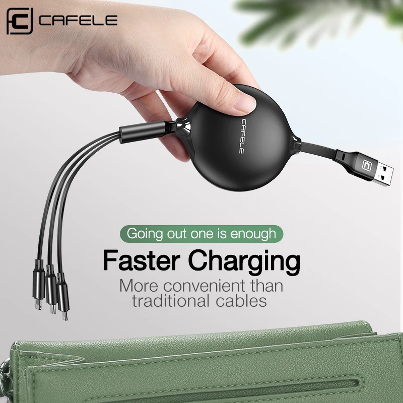 Cafele 3 в 1 Выдвижной USB кабель для iPhone 7 X Xs Lightning Кабель Micro usb type C зарядный кабель для samsung S9 мобильный телефон