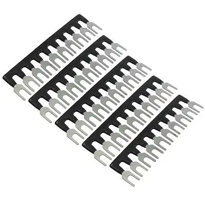 

400V 10A 10 Postions Fork Type Pre Insulated Terminal Stripe Black 5 Pcs