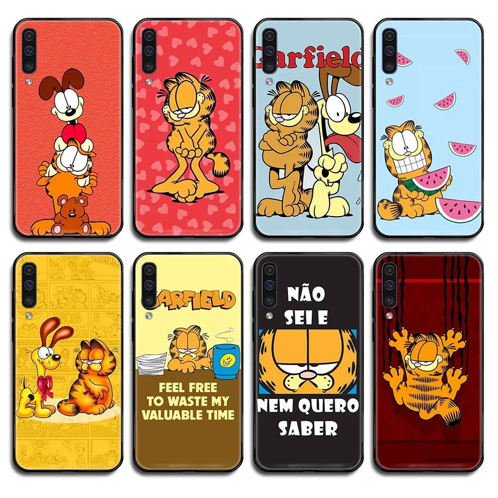 Милый мультяшный чехол Garfield из ТПУ черный для телефона корпус корпуса Samsung Galaxy A C