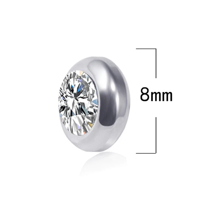 Уникальные магнитные серьги 8 мм без отверстий, круглые магнитные серьги с кристаллами для женщин и мужчин, серьги в стиле панк