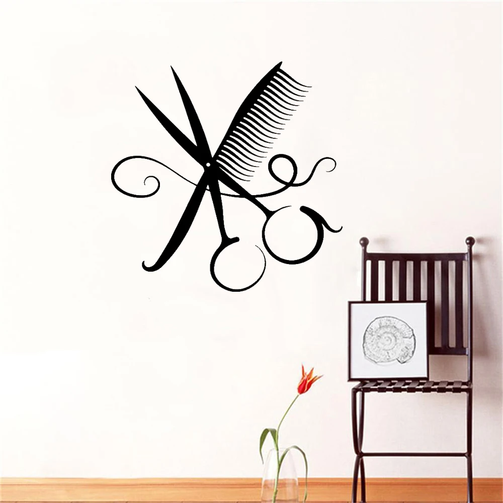 

Fashion Barber Shop Wall Art Sticker Wall Decals For Haircut Room Pvc Wallpaper Mural Barber Hairstyle Poster Wall Stickers