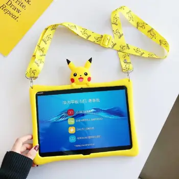 

Kids Soft Silicone Shoulder strap Tablet Case For Huawei MediaPad T5 10 AGS2-W09/L09/L03/W19 10.1 inch stand cover Coque+pen