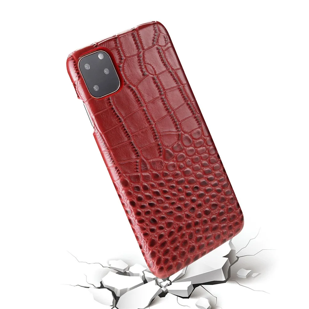 Чехол для Iphone 11 Pro Max, тонкий чехол для телефона, чехол из натуральной кожи, чехол для телефона из крокодиловой кожи