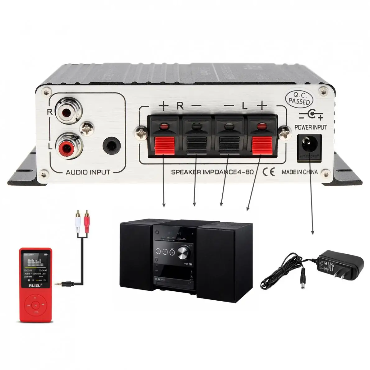 Мини 12 в Hi Fi стерео автомобильный усилитель мощности HiFi аудио поддержка MP3 MP4 iPod