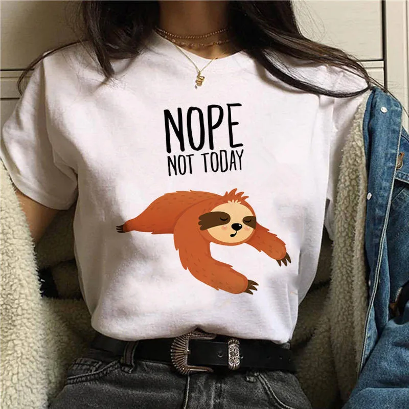 

2019 New Not Today Arya Stark Letter Print T Shirt Women Nope Not Today Satan Harajuku Graphic T-shirt Ullzang Cute Cat Top Tees