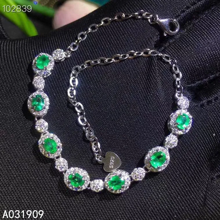 

KJJEAXCMY boutique jewelry 925 sterling silver inlaid Natural Emerald ladies bracelet support detection exquisite luxurious