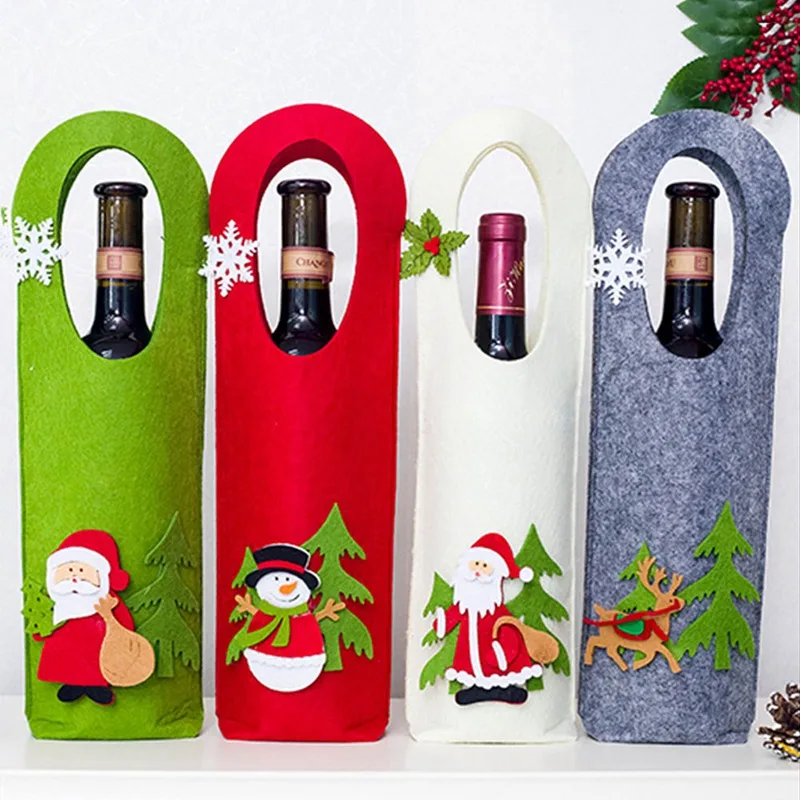 1 шт. Merry Christmas Santa Cartoon Войлок PasteWine чехол для бутылки Рождество ужин Вечеринка столы Декор рождественское красное вино набор бутылок