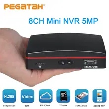 8ch H.265 5MP мини NVR дистанционное управление сетевая Запись видео для камеры видеонаблюдения 5MP ip-камера Поддержка P2P eSATA TF слот USB мышь