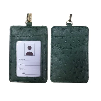 

Hot Sale Embossed Snake Leather Card Holder Unisex Fashion Ostrich ID Worker Card Holder Neck Card Purse For Work