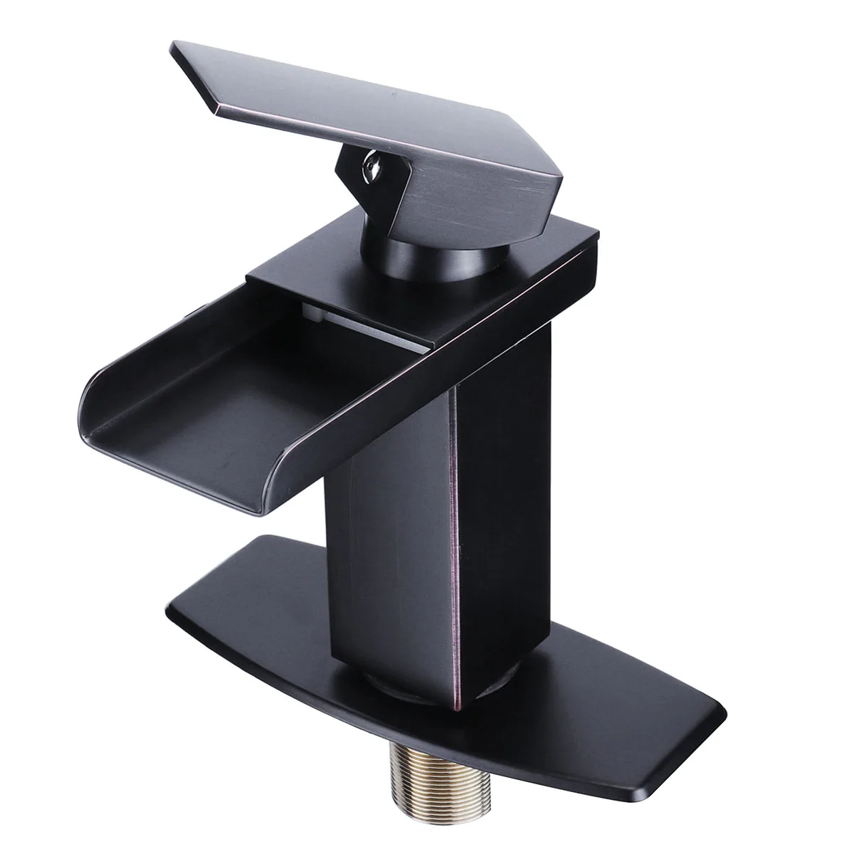 

Black Bronze Single Tap Basin Faucet Plate Waterfall Spout Sink Bath Cold And Hot Water Tap Bathroom Faucets Fixture Hardware