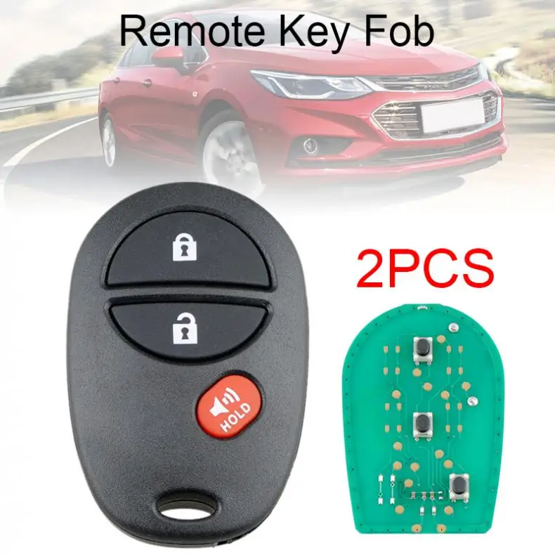 

2pcs 3 Buttons Durable Convenient Keyless Entry Remote Control Car Key Fob GQ43VT20Twith electronics and battery Fit for Toyota