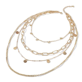 

Tocona Charming Gold Pendant Necklace Wafer Multilayer Shiny Crystal Stone Chain Chokcer Jewelry for Women Drop Shipping 9418