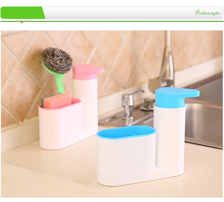 Zhangji Многофункциональный диспенсер для мыла с губкой полки для хранения для ванной комнаты портативный ABS кухонный диспенсер для жидкого мыла