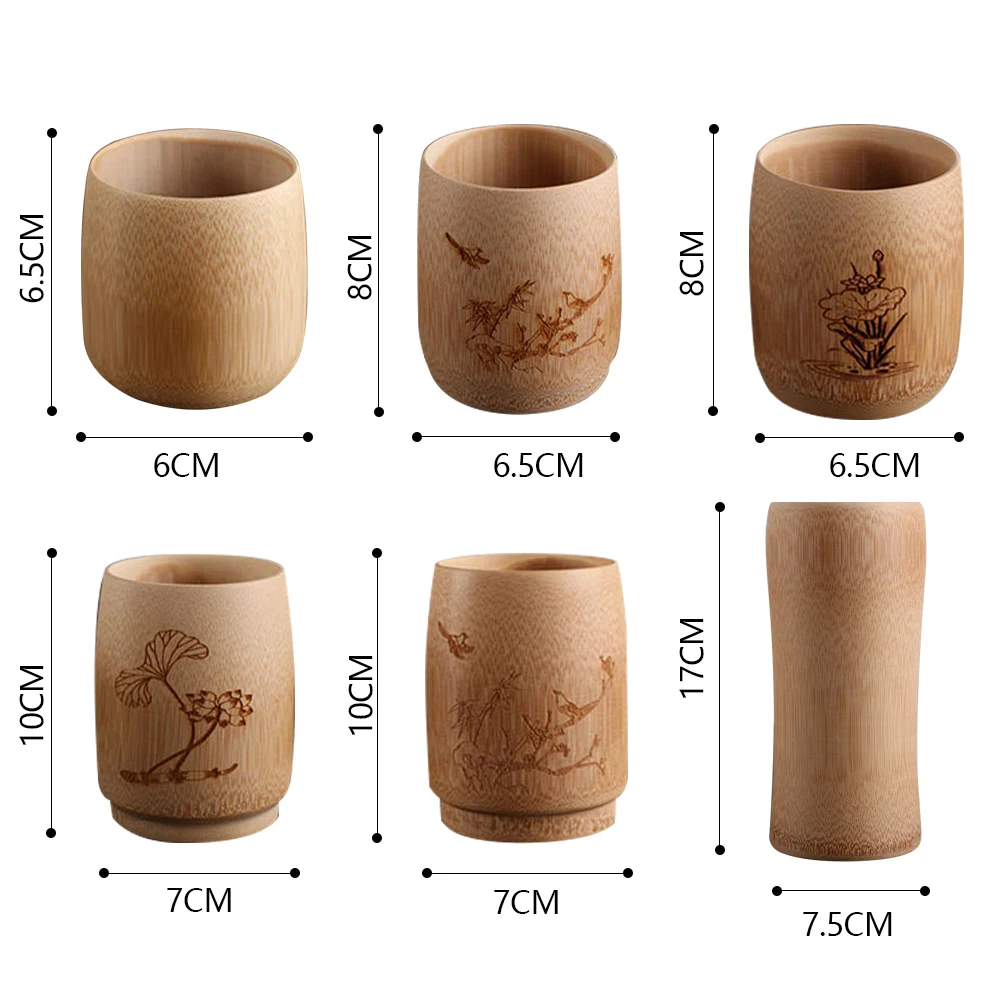 Leakproof Gift Drinking Tea Beer Mug Home Coffee Natural Bamboo Drinkware Juice Water Cup Office Vintage Milk Wine