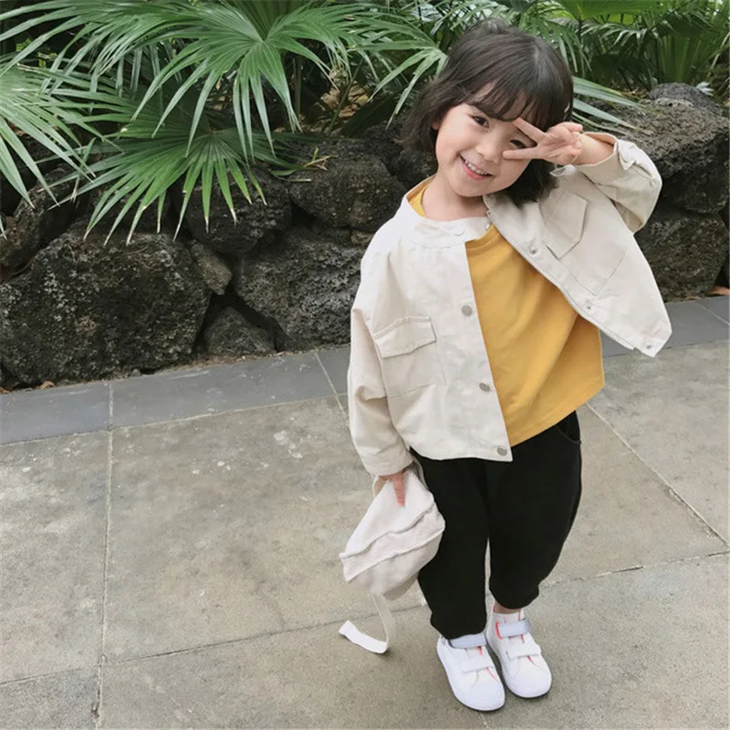 

Mihkalev Solid color kids jackets for girls autumn clothes 2T 3T 4T children jacket and coat litter girl outerwear costume