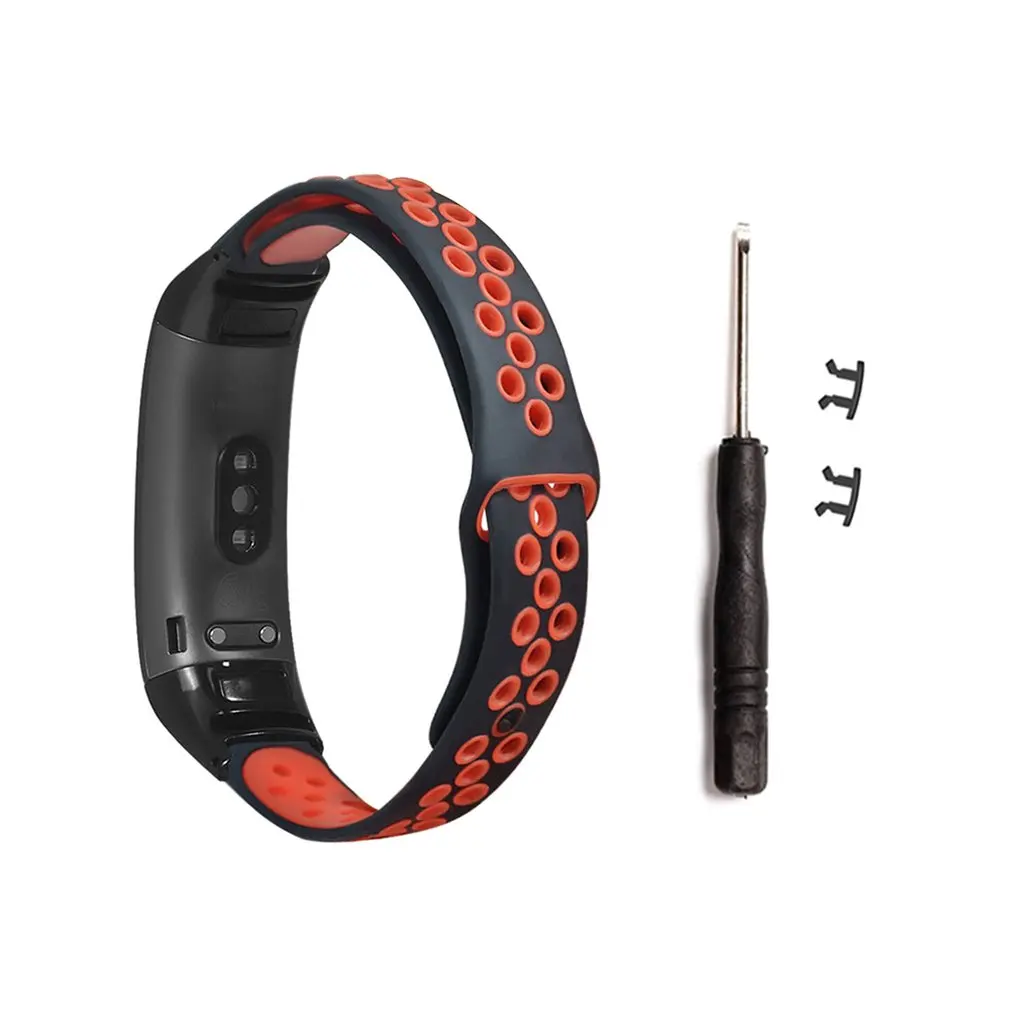 

Two-tone Silicone Watch Strap Smart Watch Vented Round Hole Replacement Watch Band For Huawei 3/3 Pro