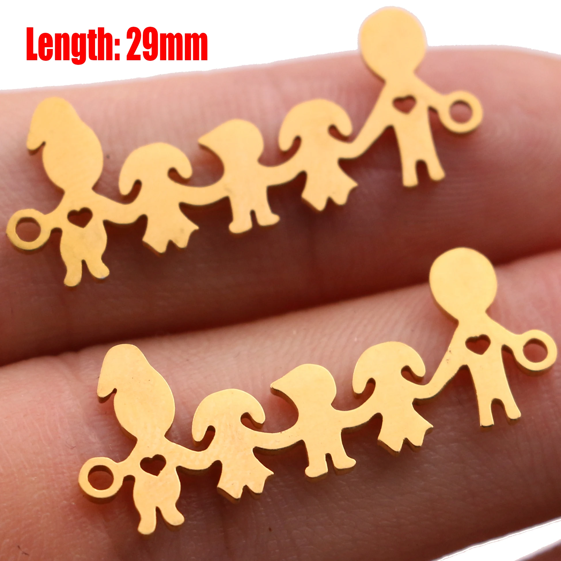 Gold 21 5pcs Family Chain Stainless Steel Pendant Necklace Parents and Children Necklaces Gold/steel Jewelry Gift for Mom Dad New Twice - Цвет: Gold 21