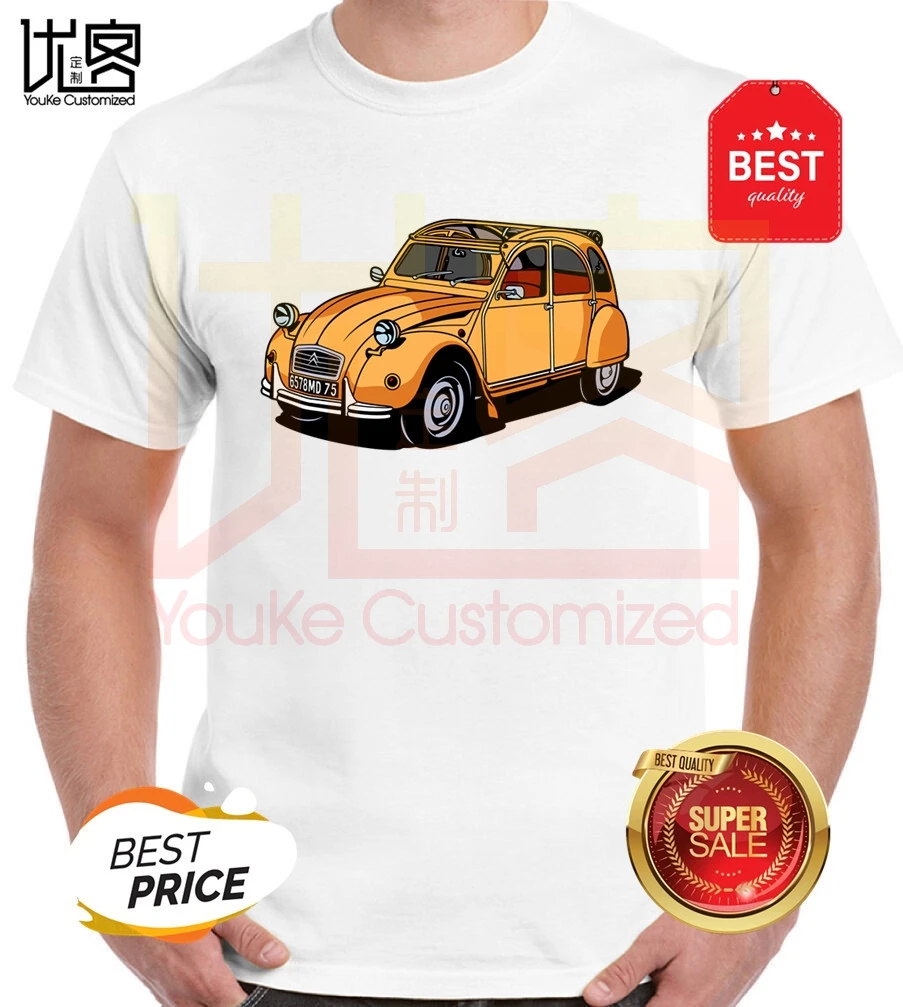 

Citroen 2CV French Car T-Shirt Men's Summer 100% Cotton Team Tees Male Newest Top Popular Normal Tee Shirts
