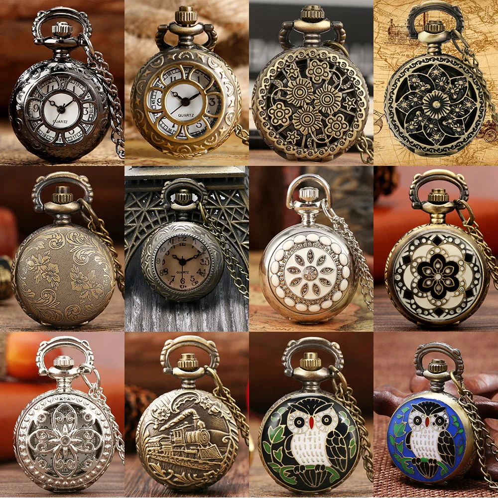 LovelyMiniNecklacePocketWatchQuartzArabicNumeralsDialPendant