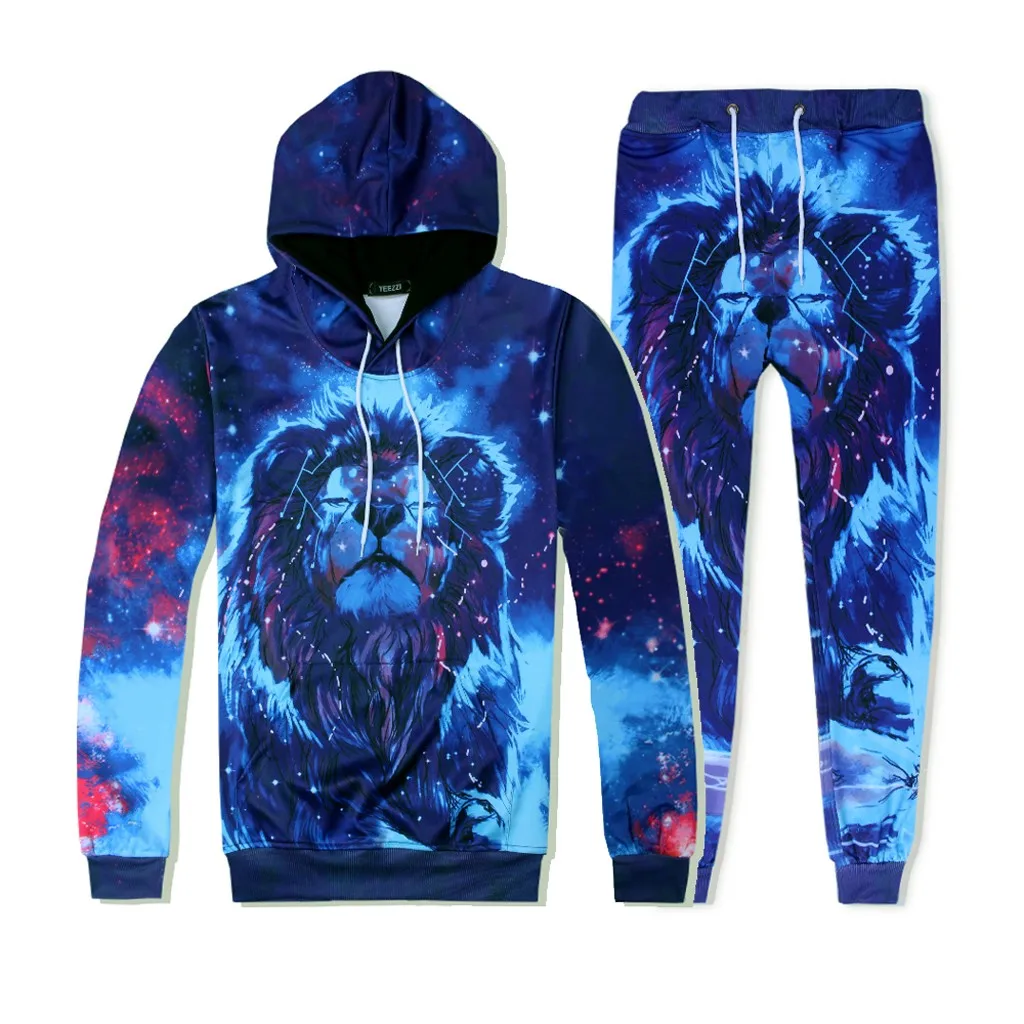 Blue B Комплект из 2 предметов, мужской спортивный костюм, модная куртка с капюшоном, мужской весенне-осенний спортивный костюм, куртка+ штаны, спортивная одежда, лыжный костюм - Цвет: Blue B