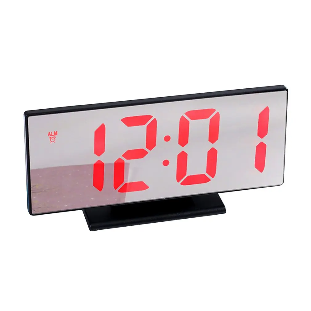 Snooze Desk Digital Alarm Clock LED Mirror Clock Multifunction Snooze Display Time Night Led Table Desktop - Цвет: Серый