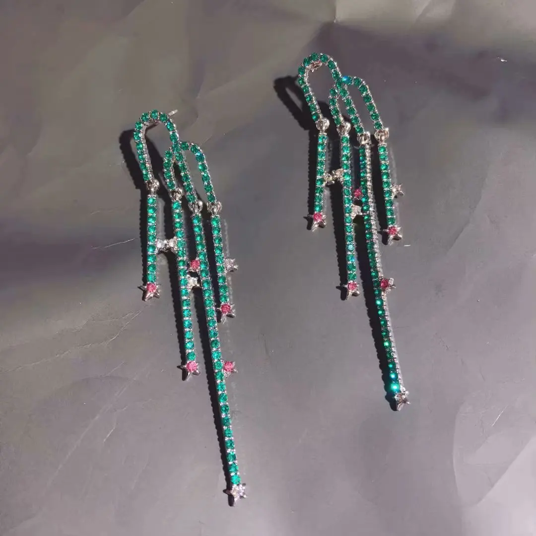 Женские длинные висячие серьги Jouval серьги-подвески с кристаллами кактус стразы