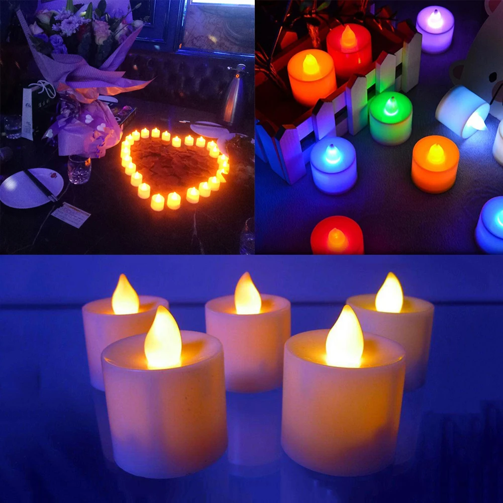 5 шт. поддельные светодиодный свечи многоцветная Лампа моделирование цвет беспламенная аккумуляторная светодиодный чай свет для дома свадьба день рождения TSLM1