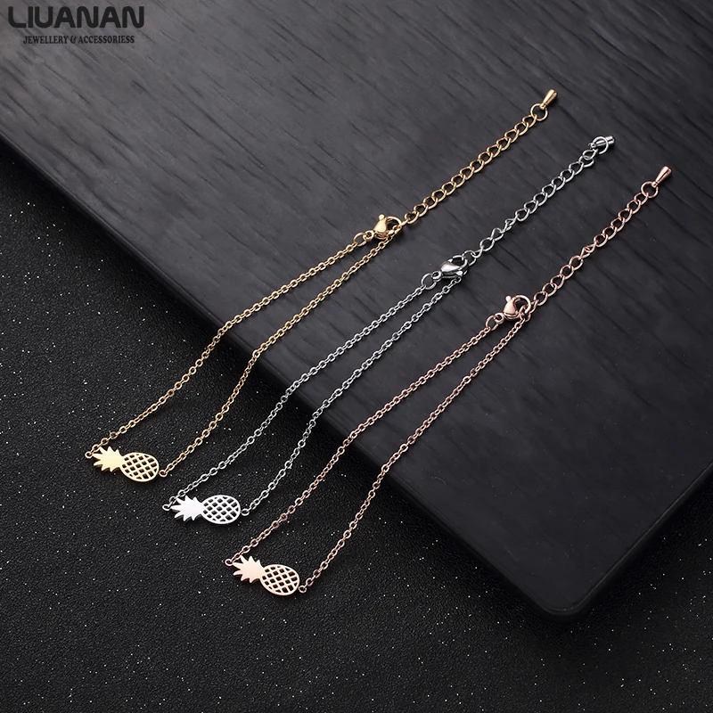 Fruit Pineapple Bracelet for Women Dainty Gifts Friendship BFF Jewelry Stainless Steel Link Charm Bracelet Female