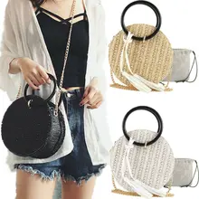 Сумки через плечо для женщин, соломенные сумки, Женская Ручная круглая сумка на плечо, модная пляжная сумка, сумка-тоут, женская сумка-мессенджер
