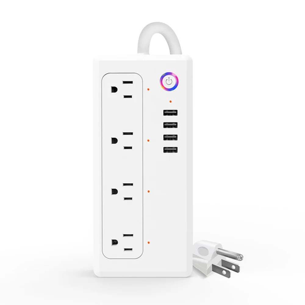 

Multi Wifi Smart Power Strip Extension Socket 4 AC Outlet 4-USB Remote Control Support Multiple Mobile Phone Control
