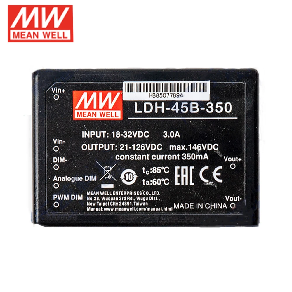 MEAN WELL DC повышающий преобразователь LDH-45B-700 45 Вт вход 18-32VDC в 21-64VDC 700mA контактный