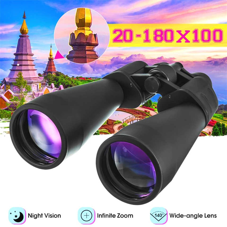 big powerfull binoculars 20-180x100 zoom telescope HD Optical Lens Wide-angle Long Range Binocular Eyepiece Lll Night Vision