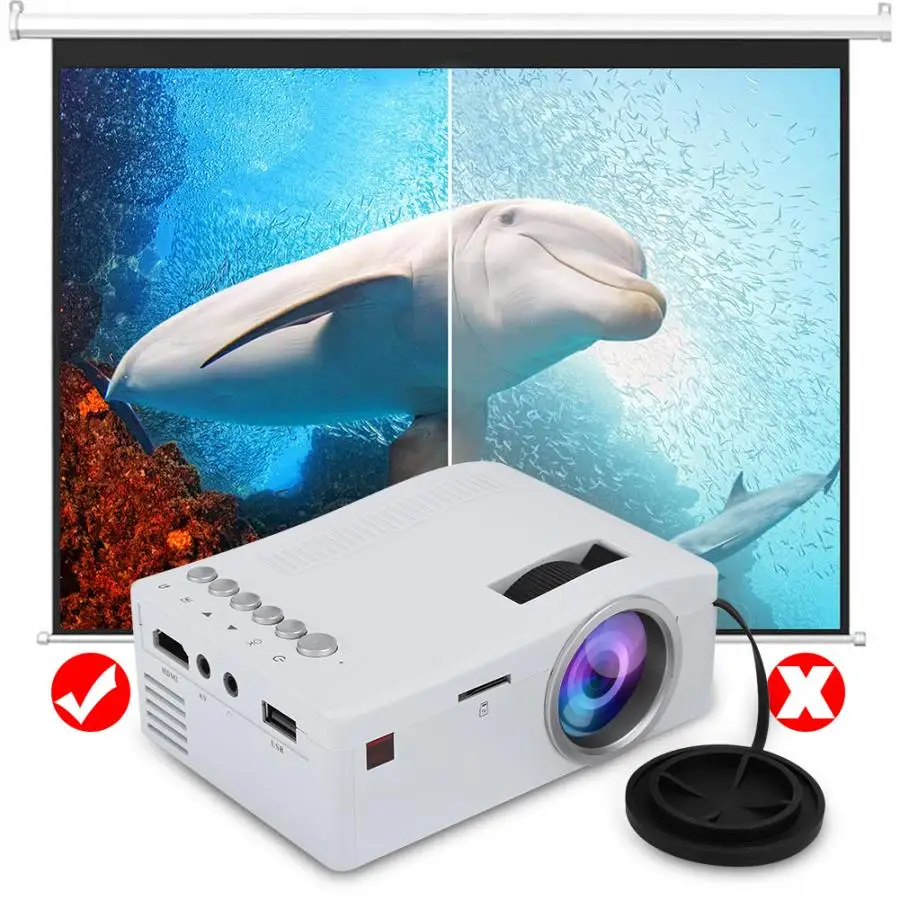 UC18 мини светодиодный проектор для Конференции 1080P домашний кинотеатр проектор с AV/HDMI/USB/TF входом 3,5 мм выход для наушников 110-240 В