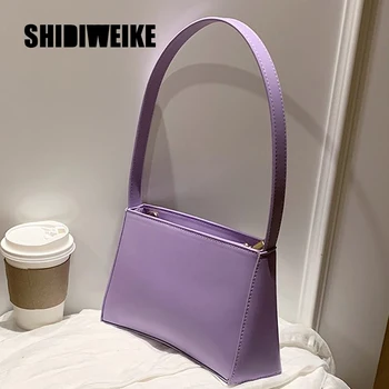 

Women's Shoulder Bag 2020 Summer New Designer Simple Baguette Bag Pu Leather Portable Yellow Handbags 1X49