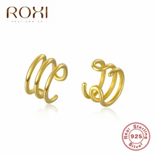 ROXI 925 пробы Серебряная Ушная манжета, серьги без пирсинга, клипсы для женщин и девушек, клипсы для ушей, серьги из искусственного хряща