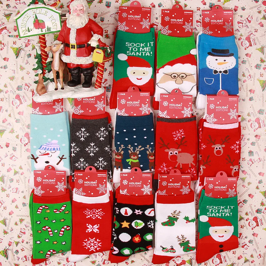 

Unisex Christmas Socks Women Men Socks Cotton New Year Santa Claus Elk Tree Socks Sokken Winter Party Accessories Christmas Gift