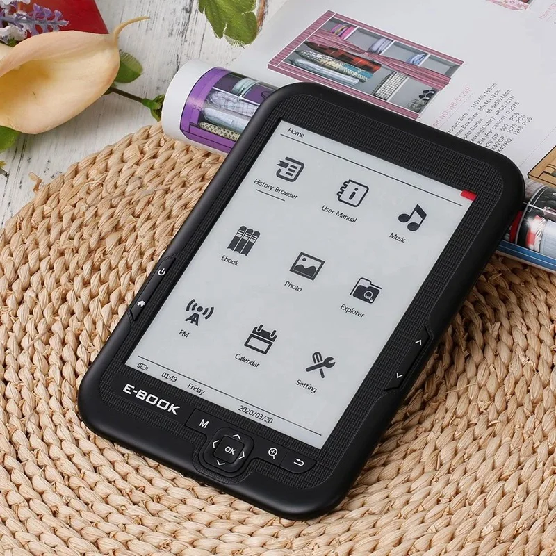 BK 6006 Portable E Book Reader 8GB E Ink 6 Inch Multifunction EReader 800X600 High Resolution Display Sn 300DPI