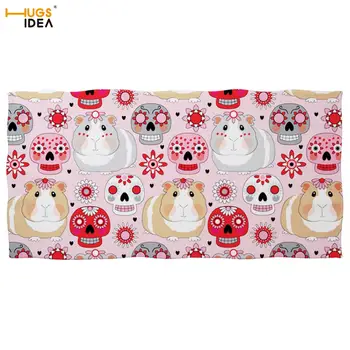 

HUGSIDEA Cartoon Guinea Pig Collage Beah/Bath Towel Super Soft Sugar Skull&Animal Shower Towel Polyester Dry Hand Face Towels