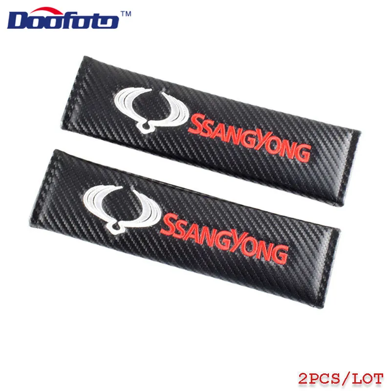 For SsangYong Doofoto 2x Накладка для ремня безопасности автомобиля для Renault Opel Dacia Lada Vauxhall Daewoo Abarth аксессуары стильный плечевой защитный чехол - Название цвета: For SsangYong