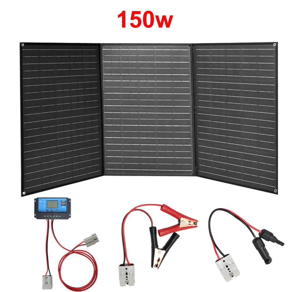 150w system Гибкая Складная солнечная панель 300 Вт 200 Вт 150 Вт 100 Вт 12 в зарядное устройство Портативный складной водонепроницаемый 5 в usb для телефона автомобиля батареи кемпинга - Цвет: 150w system