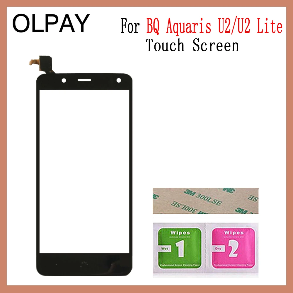 Black No Tools OLPAY 5,2 ''сенсорный экран для BQ Aquaris U2/U2 Lite сенсорный экран стекло дигитайзер панель объектив сенсор Ремонт Бесплатный клей+ салфетки - Цвет: Black No Tools
