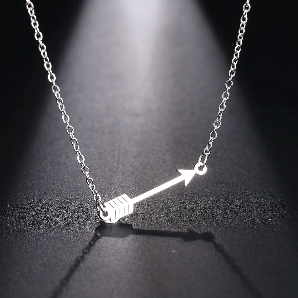 Silver DOTIFI, ожерелье из нержавеющей стали для женщин, мужчин, Лаки, любовь, стрела, подвеска, колье, ожерелье, обручение, высокое качество, ювелирное изделие - Окраска металла: Silver