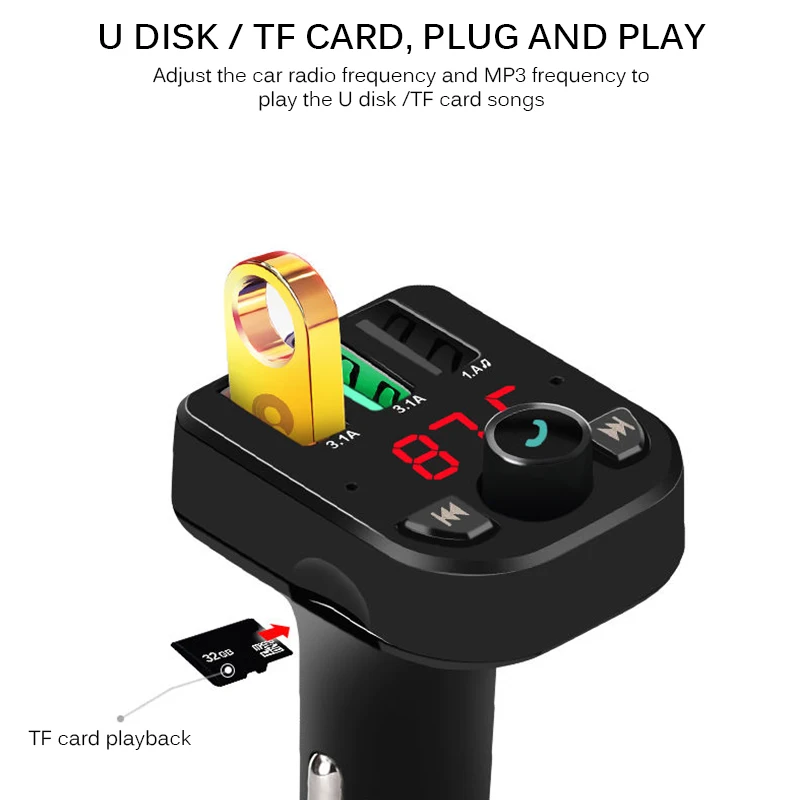 3 USB Автомобильное зарядное устройство fm-передатчик автомобильный комплект ЖК MP3-плеер Bluetooth Hands-free Автомобильное зарядное устройство для телефона Поддержка u-диска и TF карты