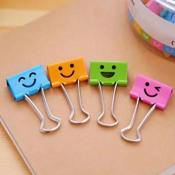 

80pcs 19mm Adorable Hollow Facial Expression Pattern Metal Clip Office Binder Clip Stationery Clamp Home Paper Holder for Decora