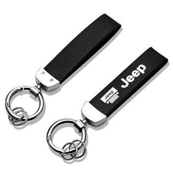 

Car Styling 3D metal+Leather Car Emblem Keychain For Jeep Wrangler Grand Cherokee Guide Free Light Knight Car Accessories